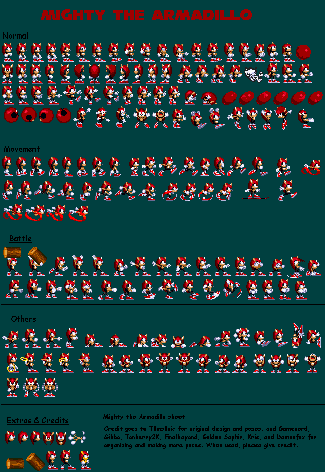 The Spriters Resource - Full Sheet View - Sonic the Hedgehog Customs -  Mighty (Sonic 3-Style)