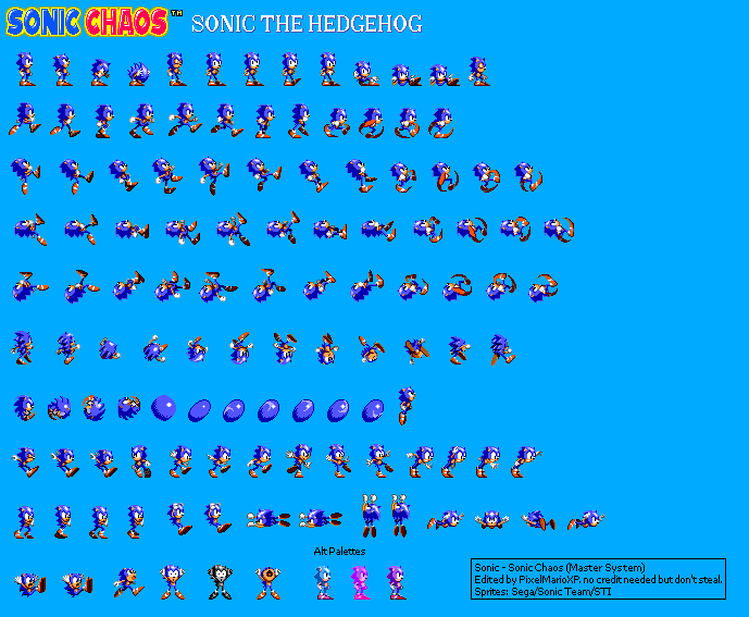 Custom / Edited - Sonic the Hedgehog Customs - Sonic (Sonic Chaos,  Expanded) - The Spriters Resource