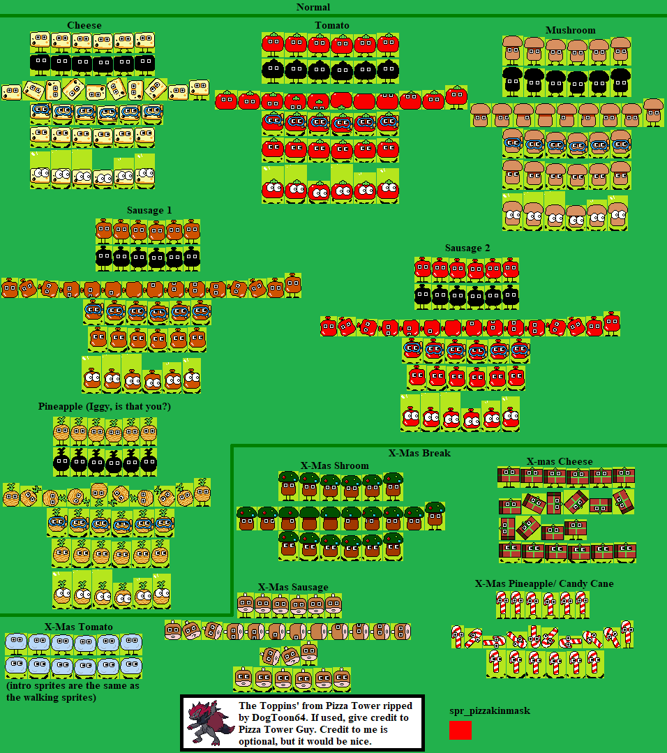 The Spriters Resource - Full Sheet View - Pizza Tower - Cannon Pizza Goblin