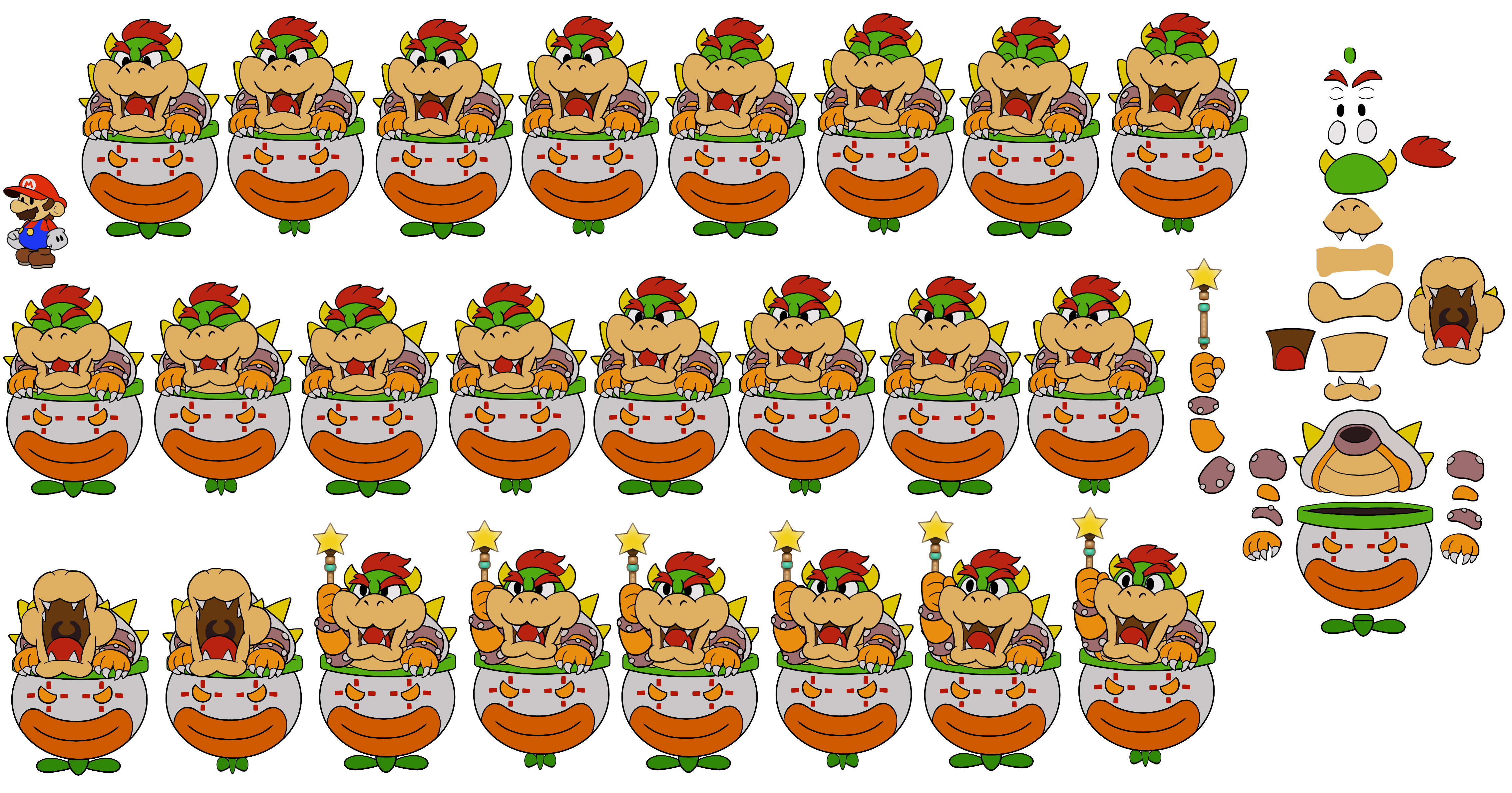 The Spriters Resource - Full Sheet View - Paper Mario Customs - Bowser and  Clown Car (Paper Mario 64) (Paper Mario-Style)