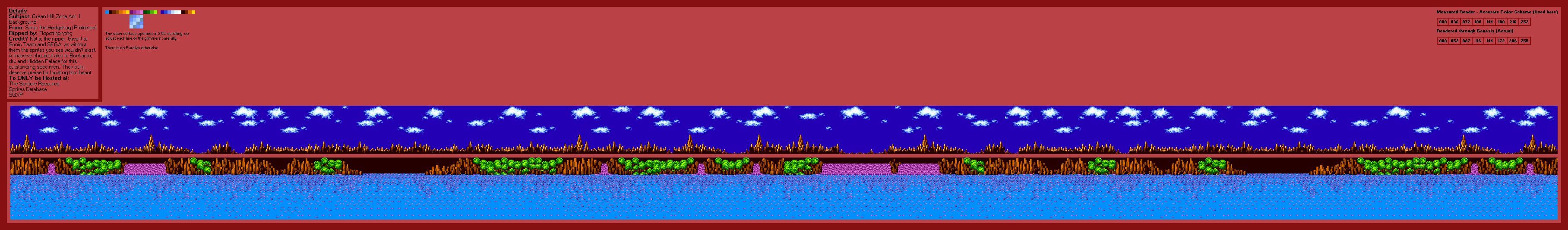 The Spriters Resource - Full Sheet View - Sonic the Hedgehog (Prototype) - Green  Hill Zone Act. 1 (Normal)