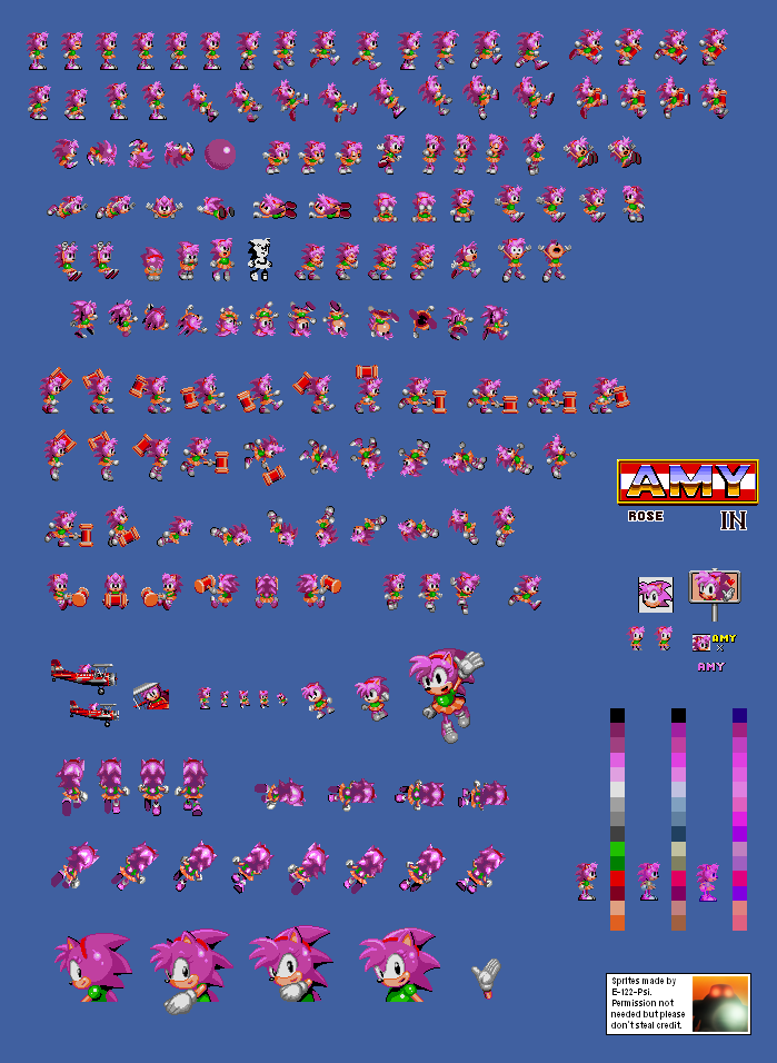 Higher resolution sprite artwork of classic Amy Rose, found within