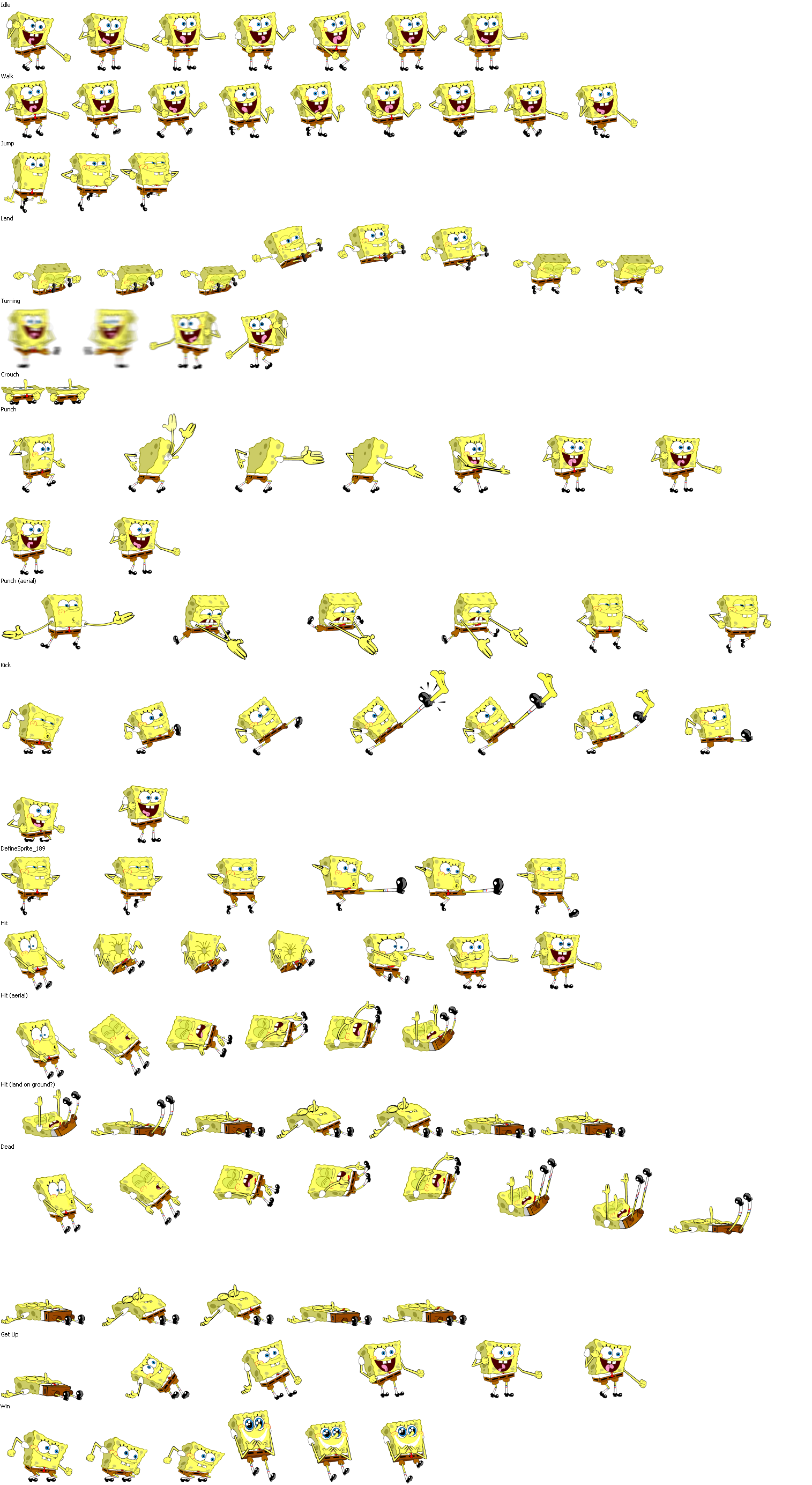 The Spriters Resource - Full Sheet View - SpongeBob SquarePants: Reef  Rumble - SpongeBob