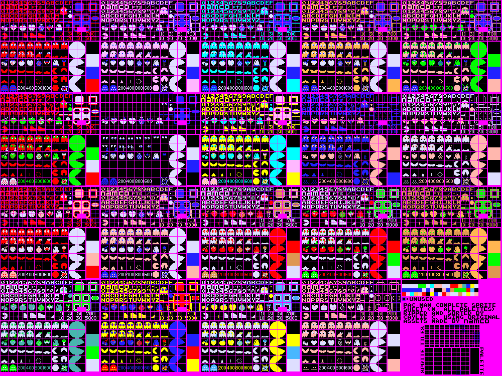 The Spriters Resource - Full Sheet View - Pac-Man 99 - Galaga