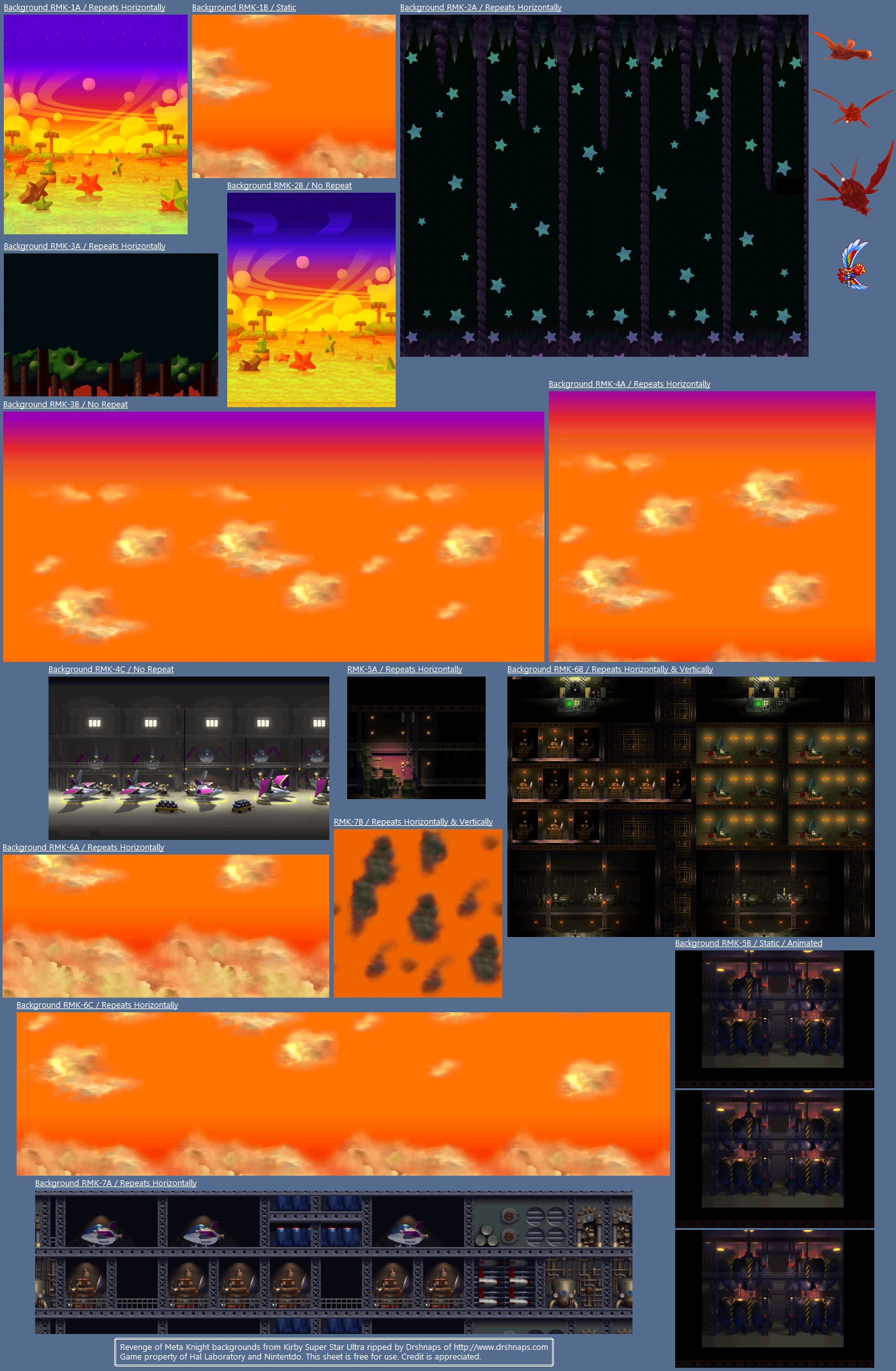 DS / DSi - Kirby Super Star Ultra - Revenge of Meta Knight - Backgrounds -  The Spriters Resource