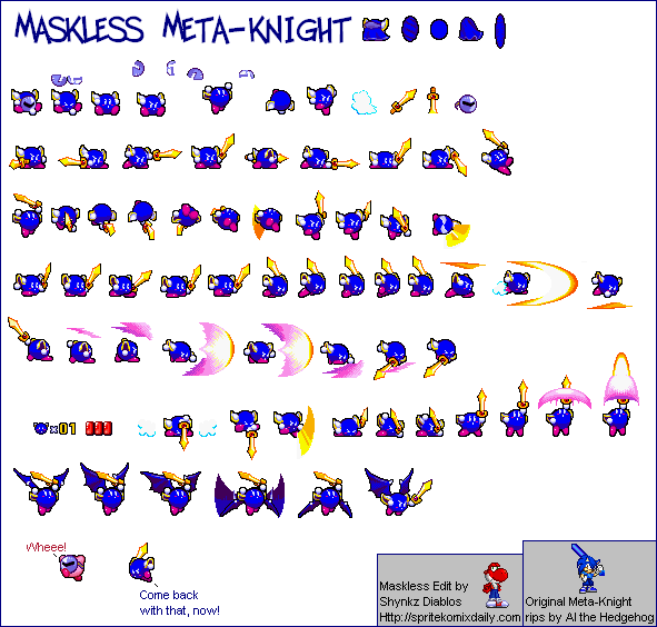 Custom / Edited - Kirby Customs - Meta Knight (Maskless, Kirby  Advance-Style) - The Spriters Resource