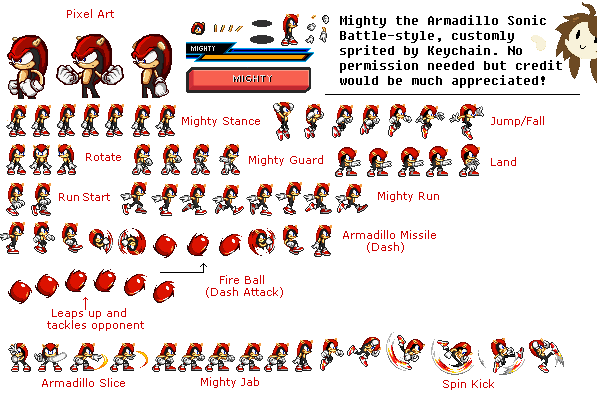 Sonic ATS/Mighty The Armadillo Sprite Sheet Remade by RedactedAccount on  DeviantArt