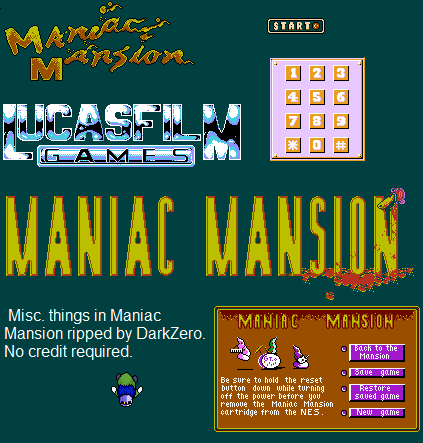 NES - Maniac Mansion (USA) - Miscellaneous - The Spriters Resource
