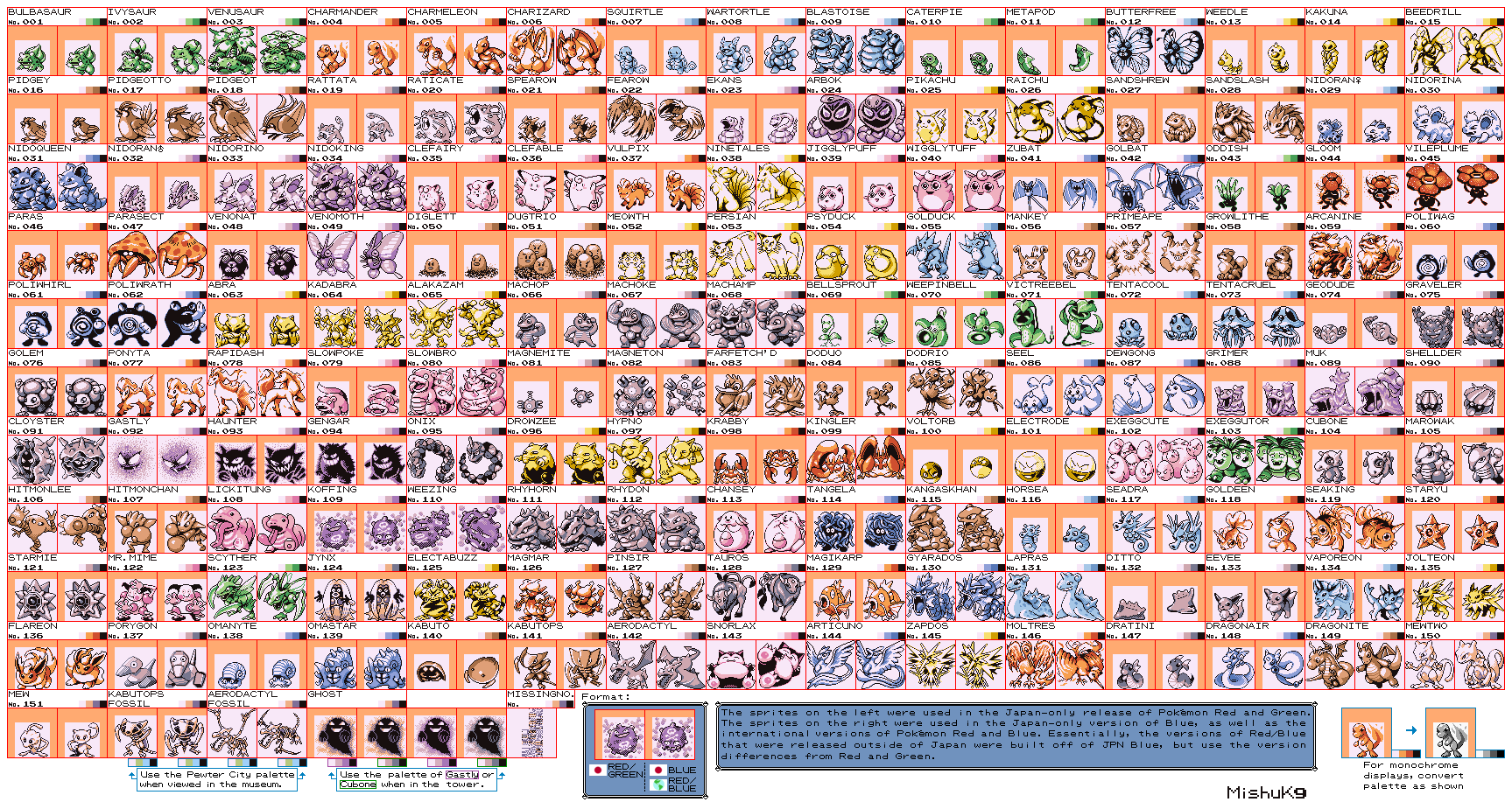 various pokemon red/blue sprite drawings by infinitebrians on
