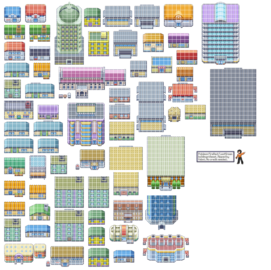 Game Boy Advance - Pokémon LeafGreen - Tileset 1 - The Spriters Resource