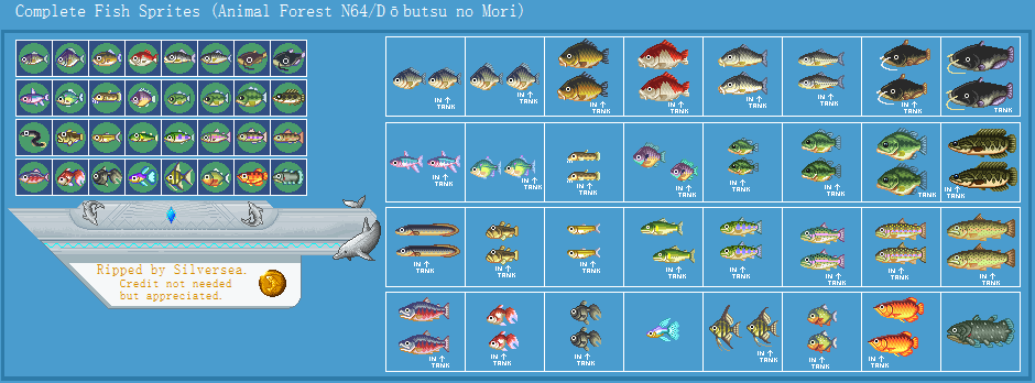 Nintendo 64 - Dobutsu no Mori / Animal Forest (JPN) - Fish - The Spriters  Resource