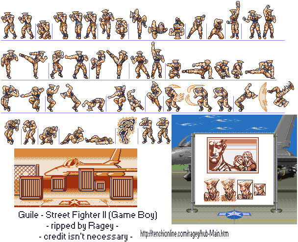 Game Boy / GBC - Street Fighter 2 - Guile - The Spriters Resource