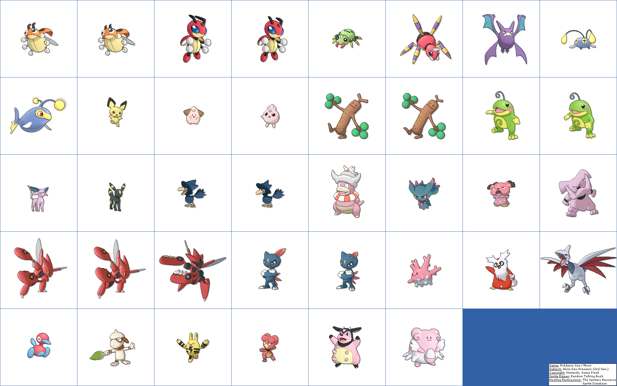 The Spriters Resource - Full Sheet View - Pokémon Ultra Sun / Ultra Moon -  Alola Dex Previews (4th Generation, Normal)