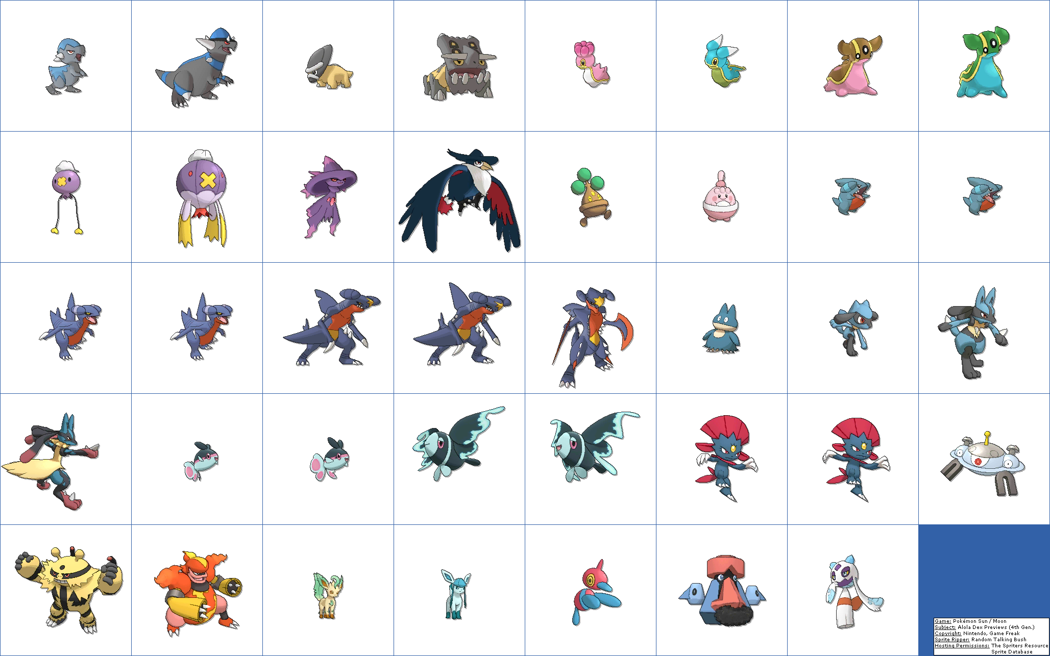 3DS - Pokémon Sun / Moon - Alola Dex Previews (4th Generation, Normal) -  The Spriters Resource