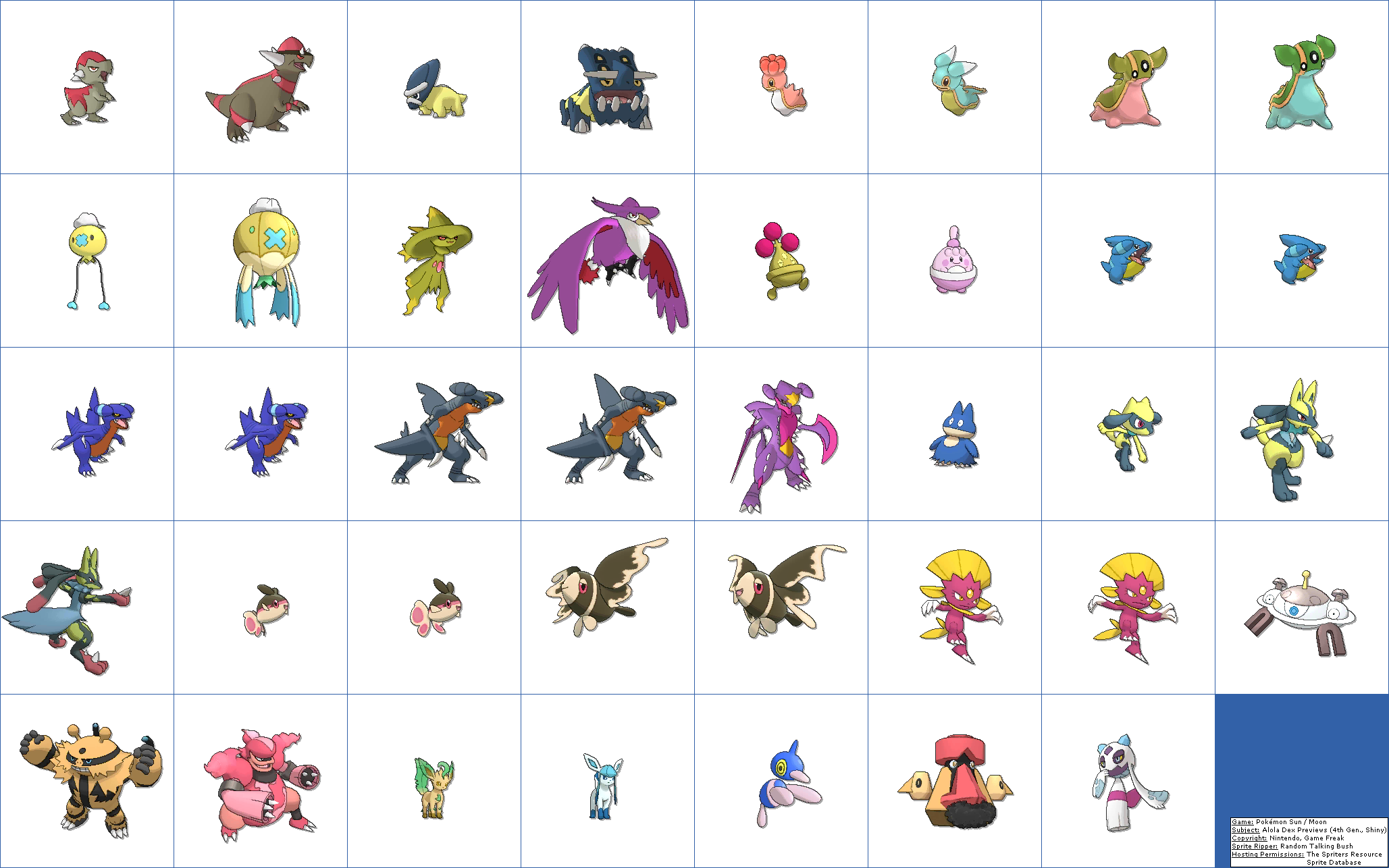 3DS - Pokémon Sun / Moon - Alola Dex Previews (4th Generation, Shiny) - The  Spriters Resource