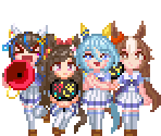 Yamanin Zephyr, Daitaku Helios, Daiichi Ruby & K.S. Miracle - Umamusume: Pretty Derby - Party Dash