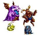 Chirper, Eindon, Glowtoad & Moos - Phantasy Star 3: Generations of Doom