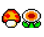 Super Mushroom & Fire Flower (SMB1 Design, SMW-Style) - Mario Customs