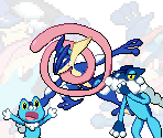 #0656 Froakie, #0657 Frogadier, #0658 Greninja (Gen-4 style) - Pokémon Customs