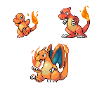 #0004 Charmander, #0005 Charmeleon & #0006 Charizard (R/G, GBA-Style) - Pokémon Generation 1 Customs