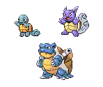 #0007 Squirtle, #0008 Wartortle & #0009 Blastoise (R/G, GBA-Style) - Pokémon Generation 1 Customs