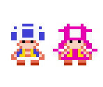 Toad and Toadette (SMW World Map-Style) - Mario Customs
