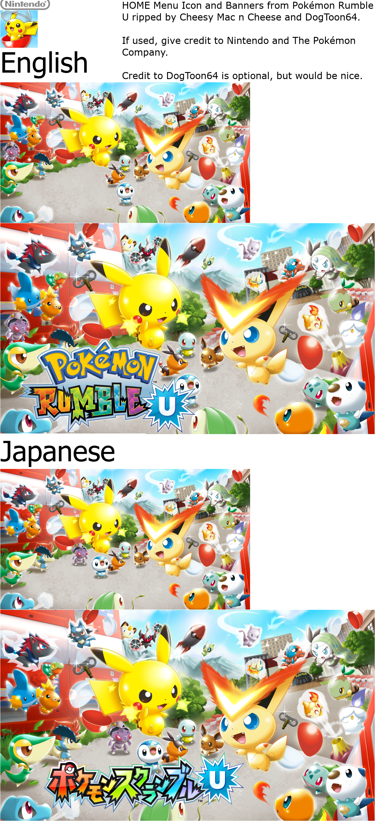 HOME Menu Icon and Banners - Pokémon Rumble U - Wii U - The Spriters ...
