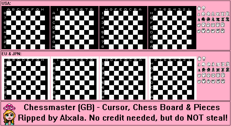 Cursor, Chess Board & Pieces - The Chessmaster (GB) - Game Boy / GBC ...