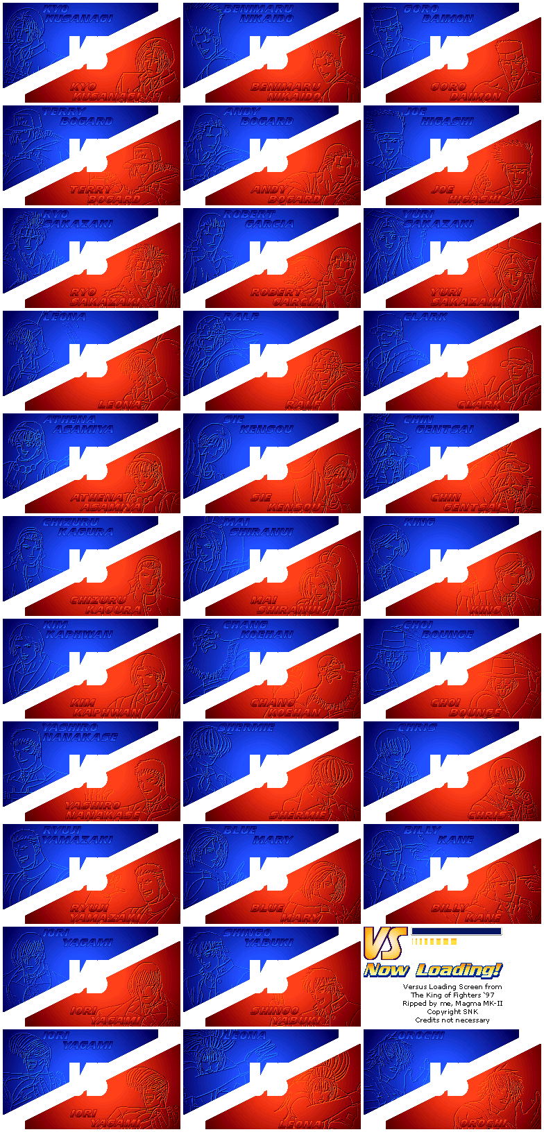 Versus Loading Screens - The King of Fighters '97 - Neo Geo / NGCD ...
