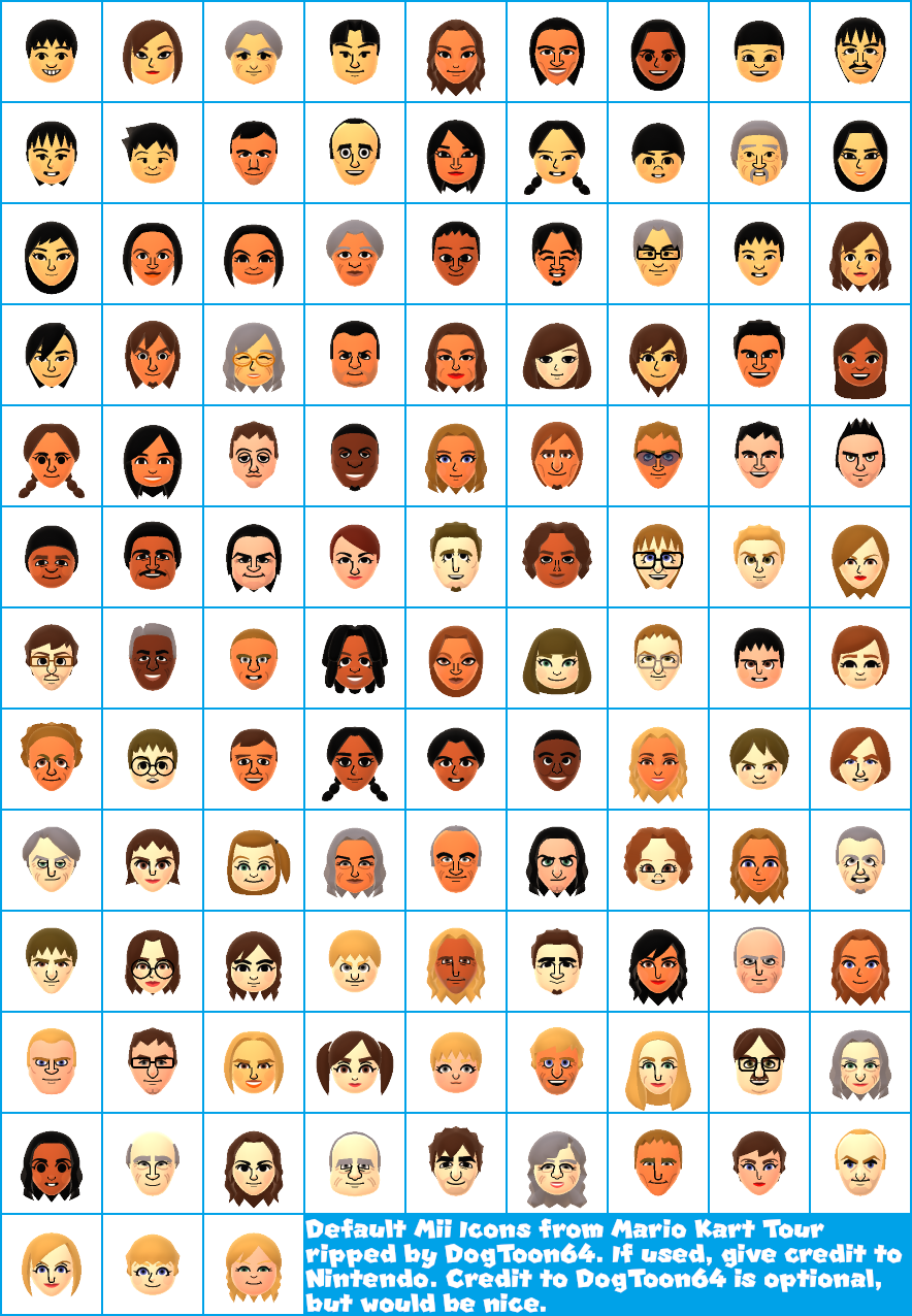 Default Mii Icons - Mario Kart Tour - Mobile - The Spriters Resource