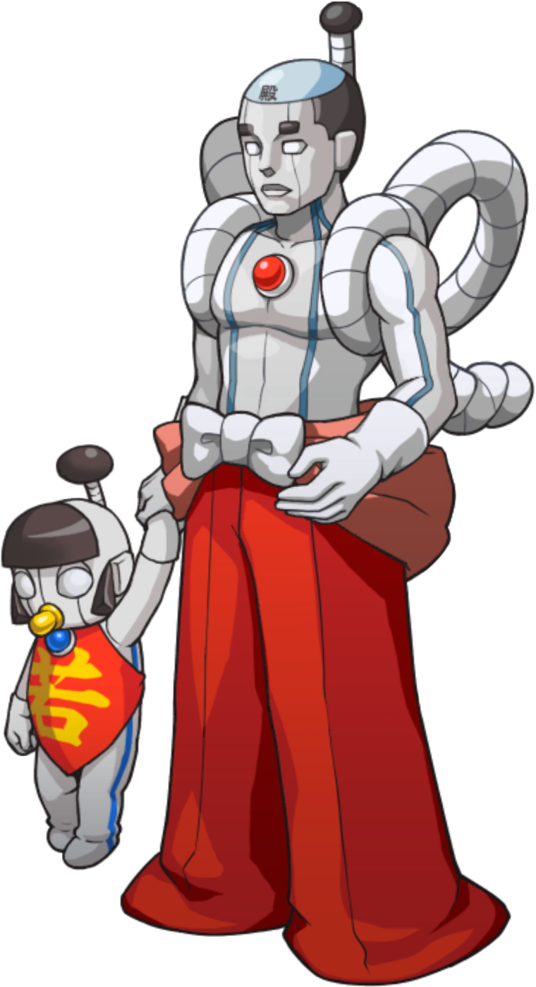 Removing Mask (with Iron Infant, Left) - Ace Attorney Investigations Collection