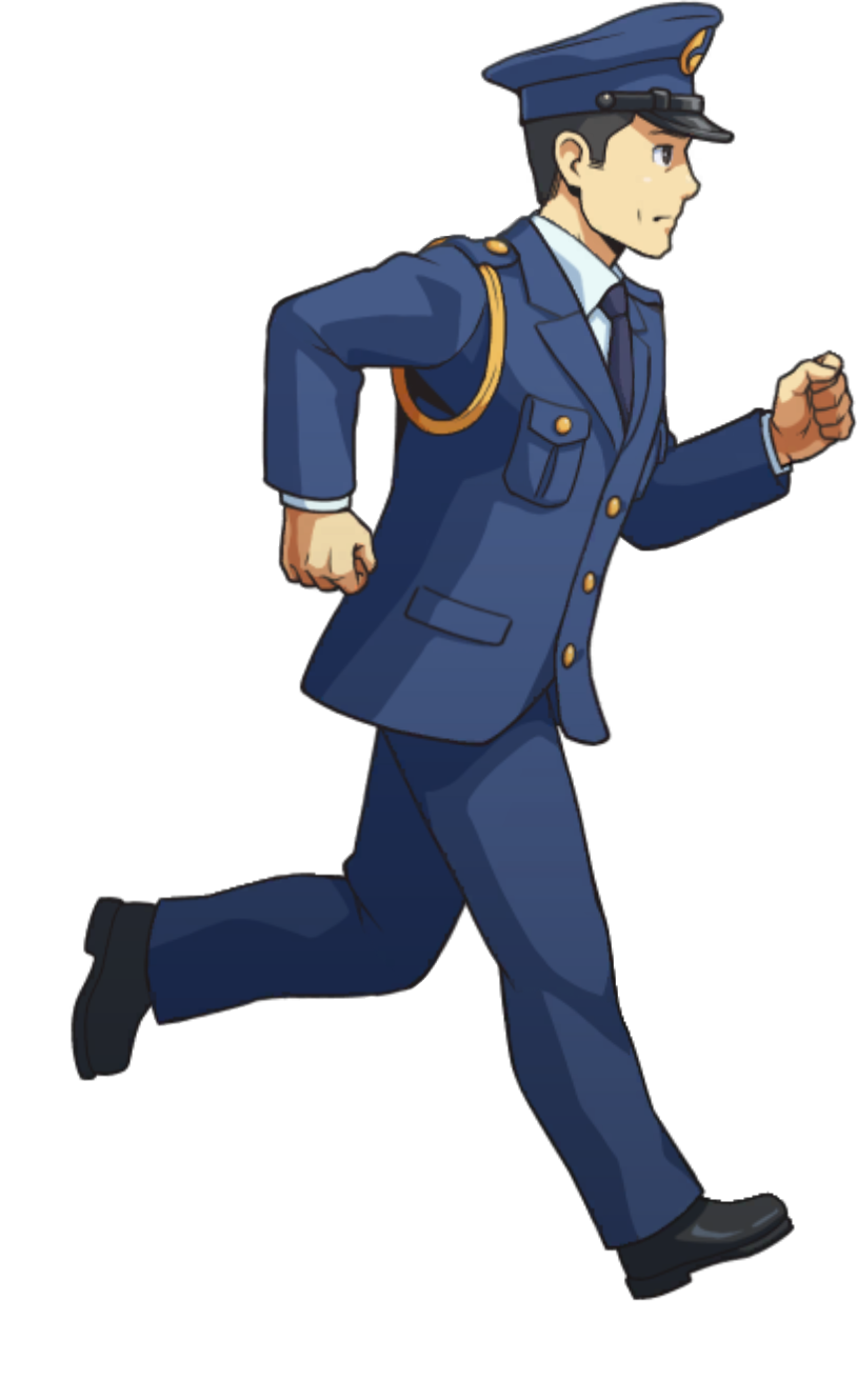 Regular Officer Running (Right) - Ace Attorney Investigations Collection