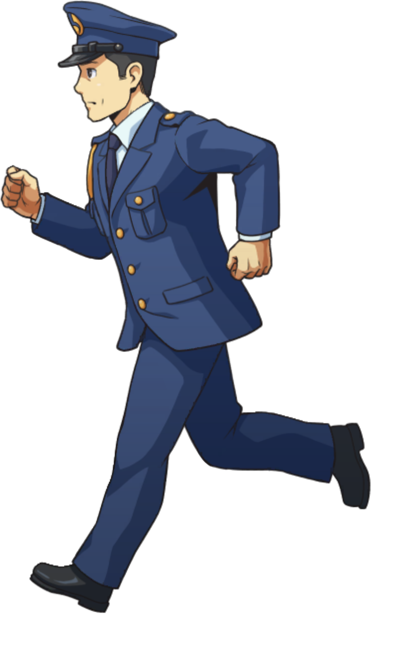 Regular Officer Running (Left) - Ace Attorney Investigations Collection