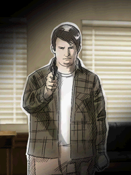 (4). Dylan points a gun at Kyle - Last Window: The Secret of Cape West