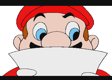 Mario reading Bowser's note - Hotel Mario