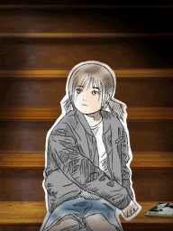 1. Kyle faces a girl on the stairs - Hotel Dusk: Room 215