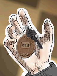 16. Kyle looking one last time at the Room 215 Key - Hotel Dusk: Room 215