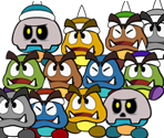 Goombas and Spiked Goombas (Paper Mario-Style)