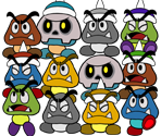 Goombas and Spiked Goombas (Paper Mario: Color Splash-Style)