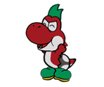 Yoshi Kid (Red) (Paper Mario-Style)