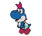 Yoshi Kid (Blue) (Paper Mario-Style)
