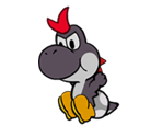 Yoshi Kid (Black) (Paper Mario-Style)