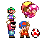 Mario, Luigi, Toad, Toadette and Items (SMW)