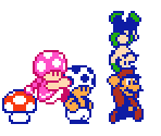 Mario, Luigi, Toad, Toadette and Items (SMB2)