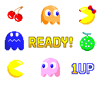 Pac-Man, Ms. Pac-Man, Ghosts, and Maze