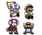 Mario, Luigi, Toad, & Toadette (SMW-Style, Expanded)
