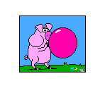 Pig Blowing Up a Balloon