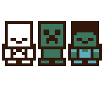 Zombie, Skeleton, & Creeper (GBC-Style)