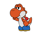 Yoshi (Orange) (Paper Mario-Style, Modern)