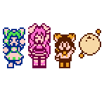 Dejiko, Rabi-en-Rose, Puchiko, and Gema (Super Mario Bros. 2 NES-Style)